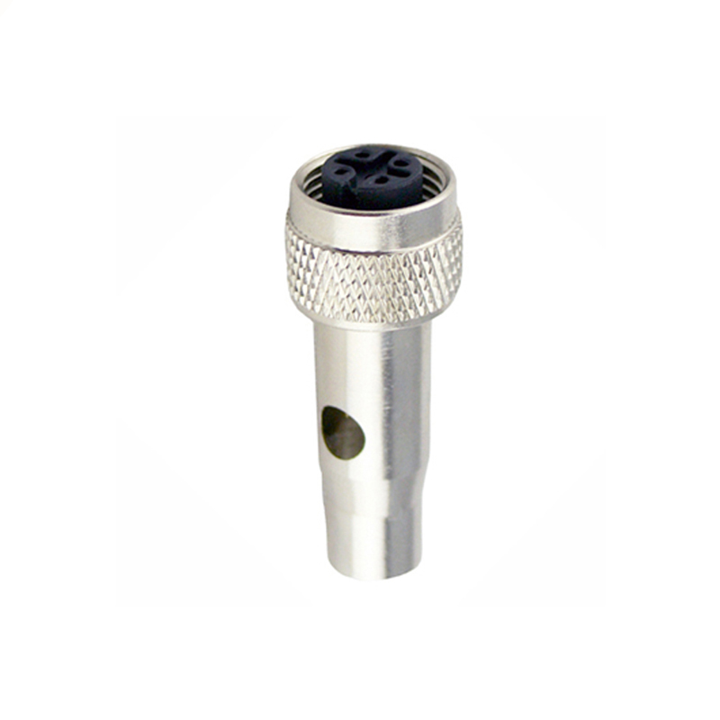M12 4pins A code female moldable connector with shielded,brass with nickel plated screw